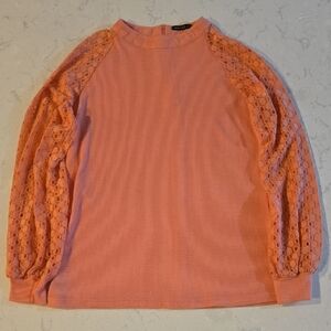 Chic‎ Coral Lace Sleeve Blouse